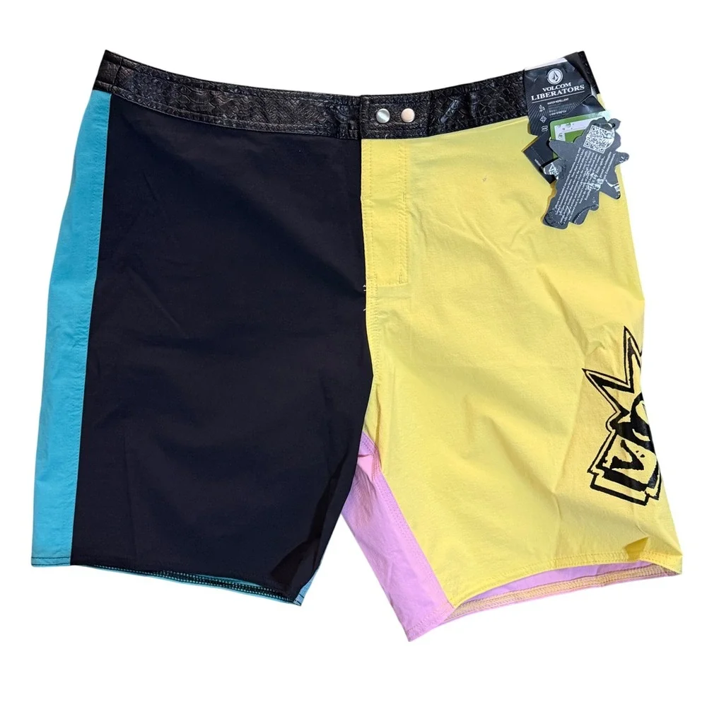 NWT Volcom Entertainment‎ Liberators Board Shorts Dawn Yellow Sz 33